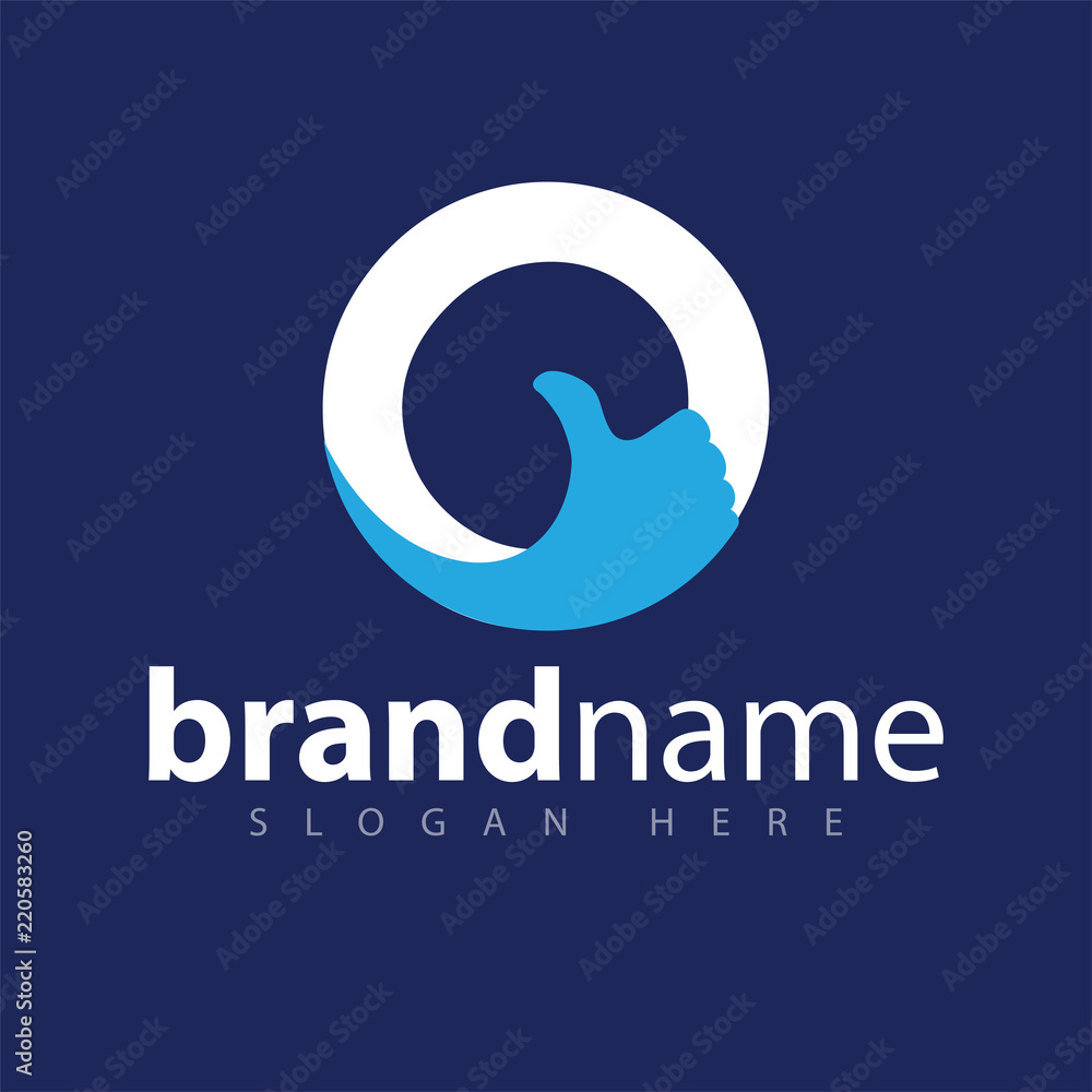 Obraz premium O letter with thumb logo icon vector template