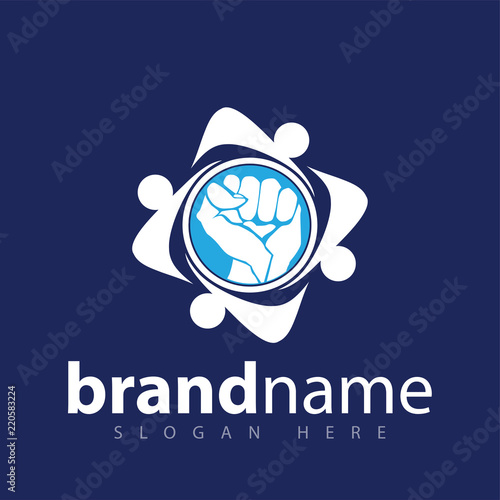 Fist people fight logo icon vector template