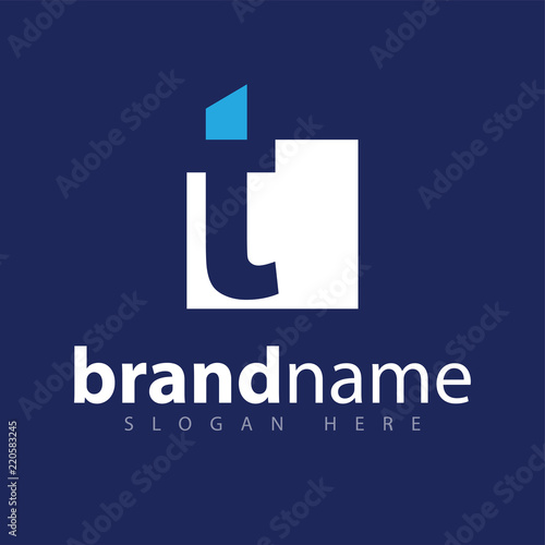 t letter with square logo icon vector template