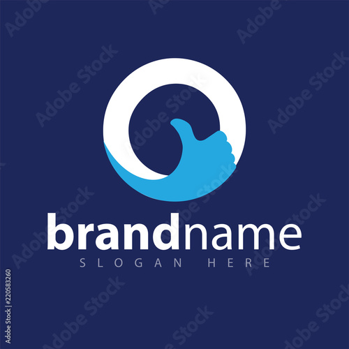 O letter with thumb logo icon vector template