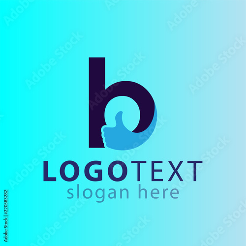 b letter with thumb logo icon vector template