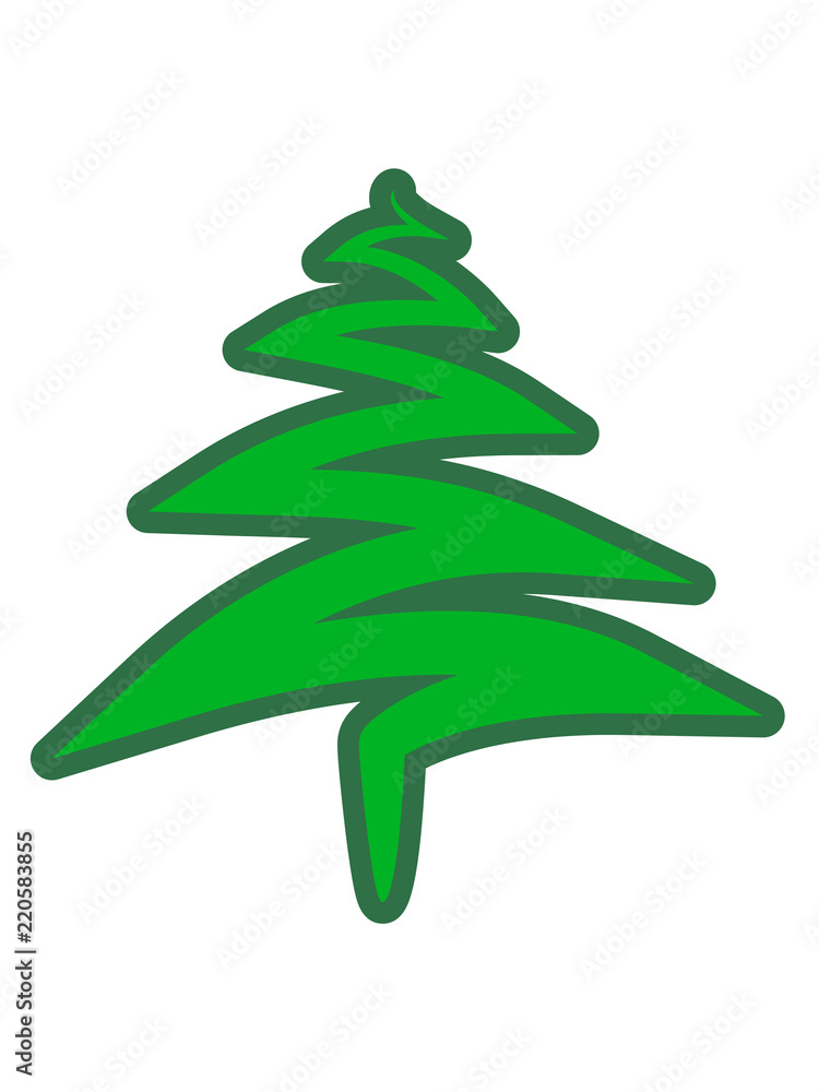 kontur weihnachtsbaum weihnachten nikolaus winter geschenke tannenbaum  nadelbaum baum kalt schnee schmuck clipart Stock Illustration | Adobe Stock