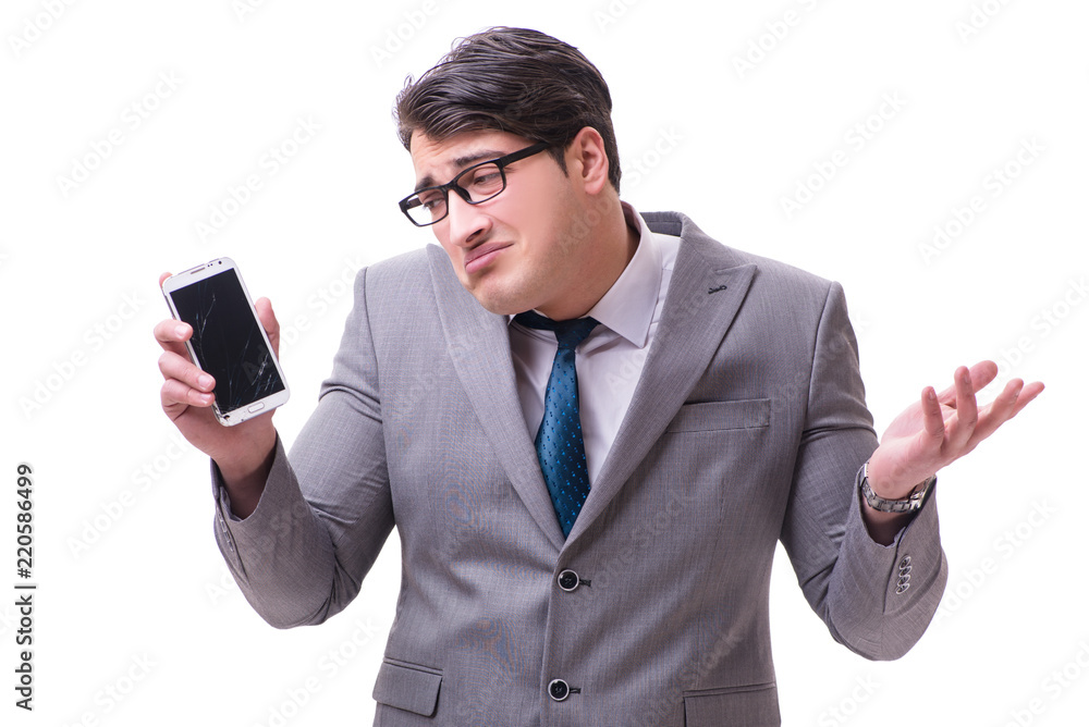Businessman with mobile phone isolated on white Businessman with mobile phone isolated on white