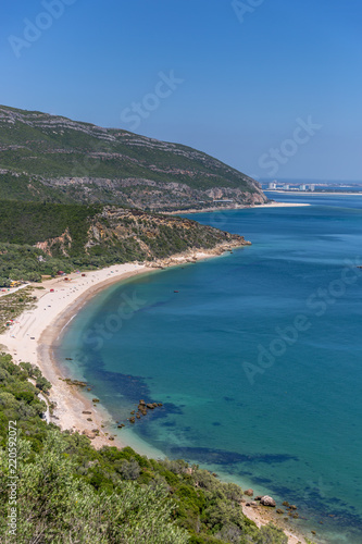 Amazing blue water beach in Arrábida, Alentejo in Portugal © LMspencer