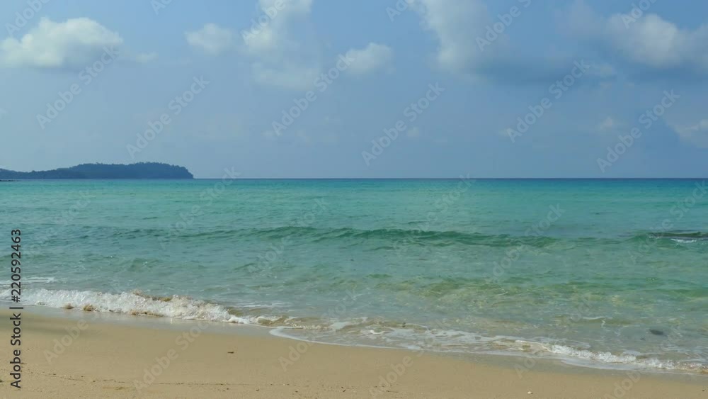 Nature with tropical sea and beach on white cloud and blue sky Nature with tropical sea and beach on white cloud and blue sky
