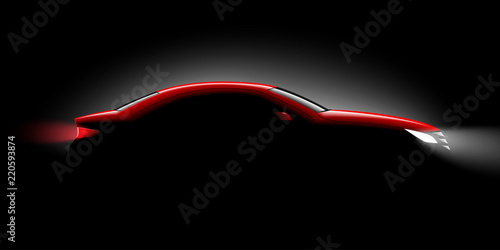 Realistic car side view in the dark