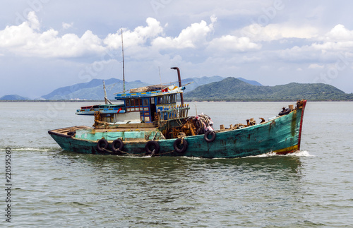 The fishing boat leaves on fishing