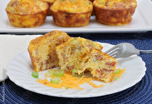 Homemade Egg, bacon and cheese breakfast muffins.