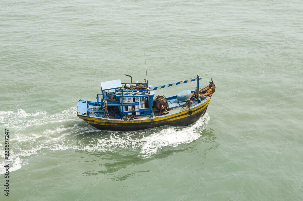 The Asian fishing boat in the high sea