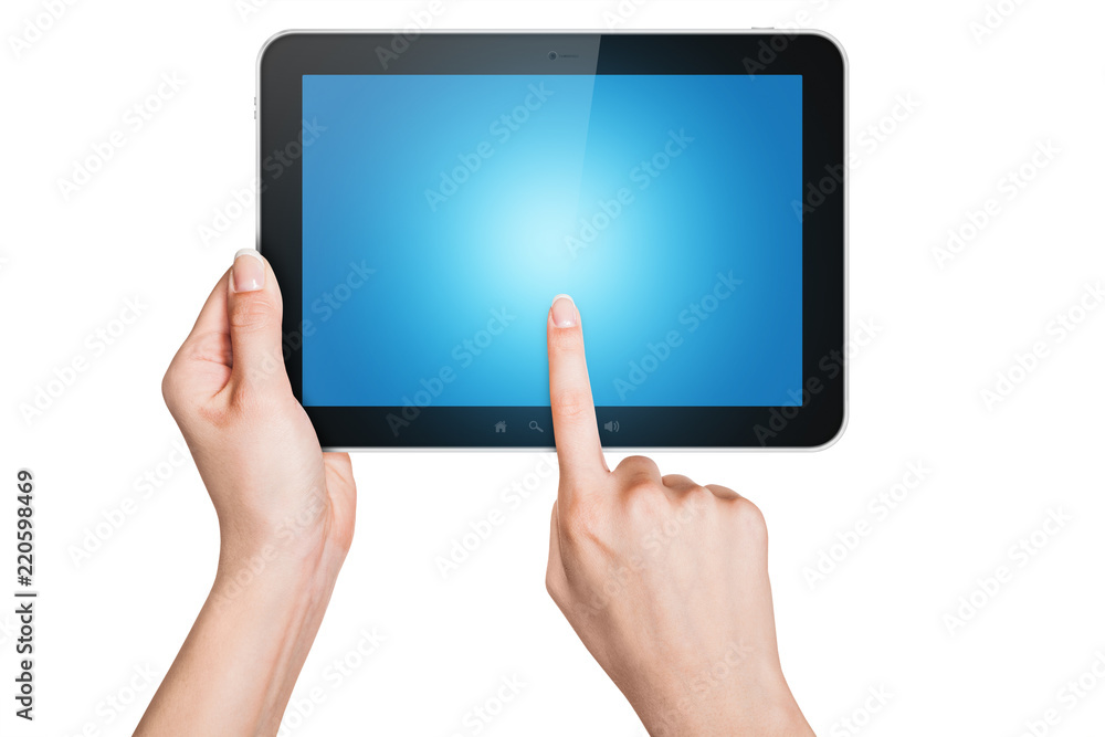 Blank tablet screen isolated on white Blank tablet screen isolated on white