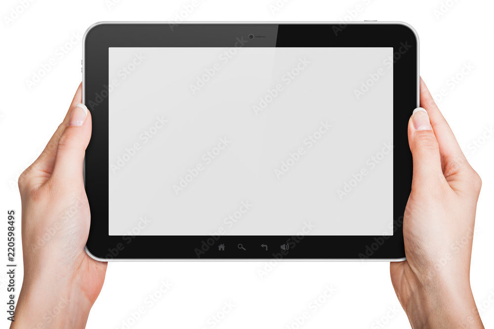 Blank tablet screen isolated on white Blank tablet screen isolated on white