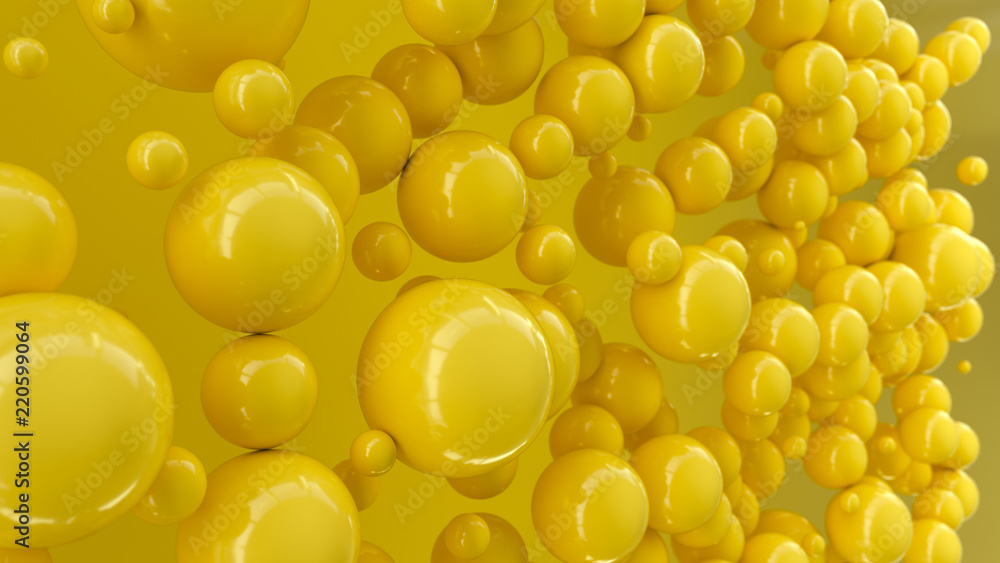 Yellow spheres of random size on yellow background Yellow spheres of random size on yellow background