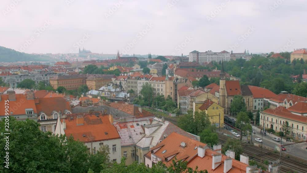 top view on old buildings in city Prague in summer day top view on old buildings in city Prague in summer day
