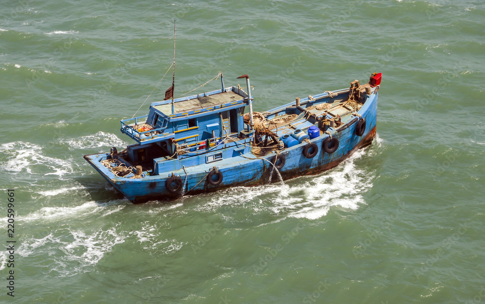 The Asian fishing boat in the high sea