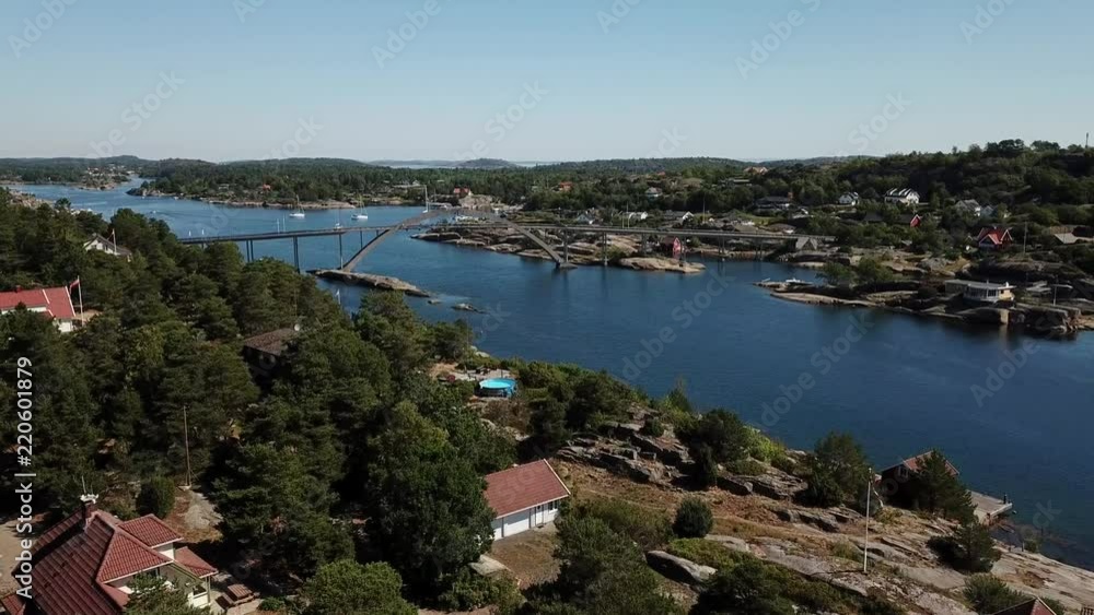 Aerial coastline scene - bridge & fjord -Drone Stock Aerial coastline scene - bridge & fjord -Drone Stock
