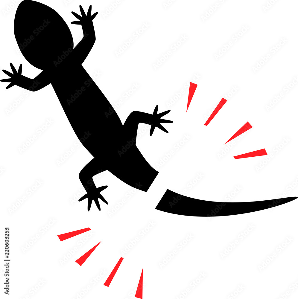 Fototapeta premium 尻尾が切れたトカゲのシルエット