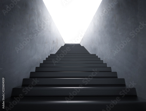 empty staircase with shining light