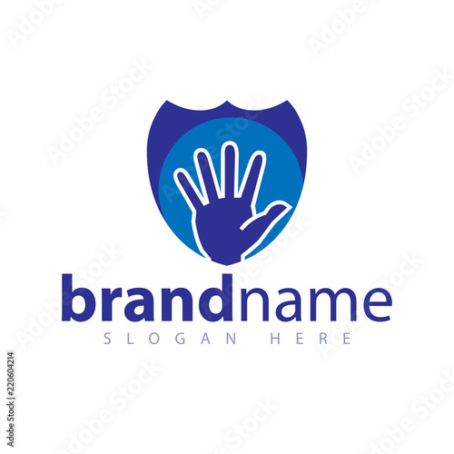 hand and shield logo icon vector template © desbayy