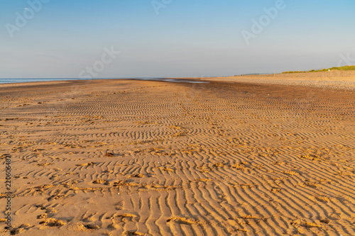 An empty beach on the Welsh coast near Prestatyn  Denbighshire  Wales