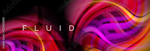 Wave fluid flowing colors motion effect, holographic abstract background. Vector illustration