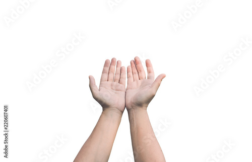 People open empty hands with palms up.Focus palm hands action like pray to worship. symbol for worship to Jesus christ.Christianity, religious, faith, Jesus or belief. image for sign and symbol.