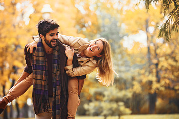 Couple enjoying fall