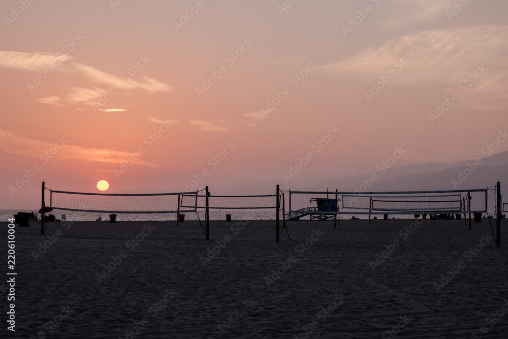 Santa Monica valleyball sunset 