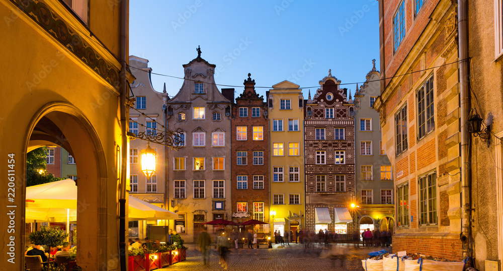 Night view of Gdansk streets
