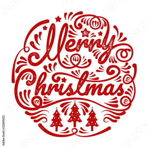 Merry Christmas, happy new year, calligraphy, sign & symbol, vector illustration.