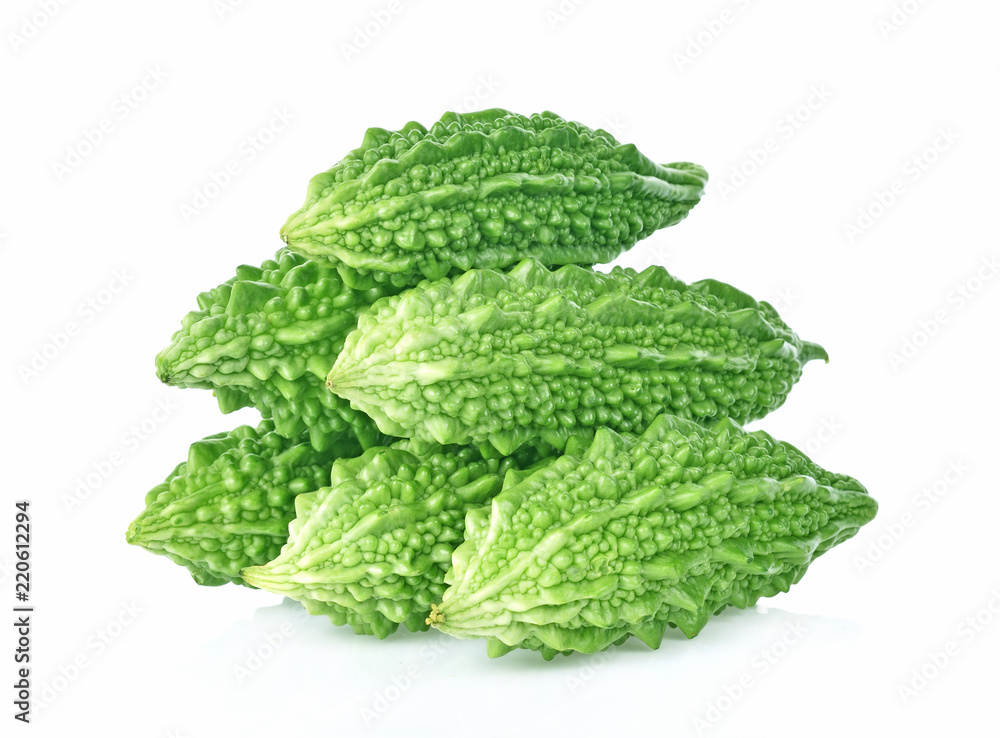 Freash Momordica charantia fruit isolated on white background Freash Momordica charantia fruit isolated on white background