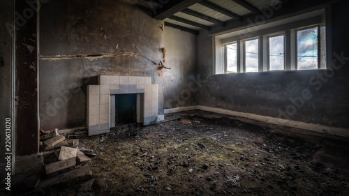 Old ruined abandoned house with a haunting atmosphere