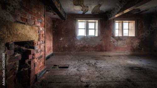 Old ruined abandoned house with a haunting atmosphere