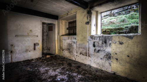 Old ruined abandoned house with a haunting atmosphere