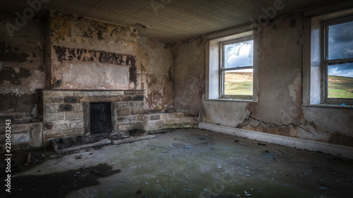 Old ruined abandoned house with a haunting atmosphere
