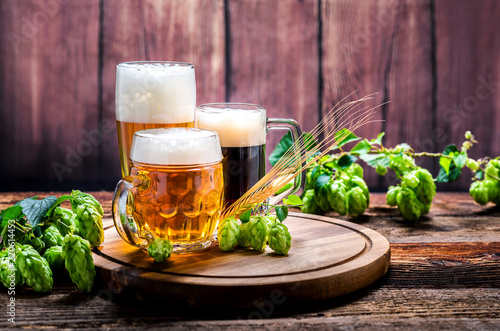 Bier - Alkohol - Spirituosen - Getränk - Hopfen - Gerste - Stutzen- Seidel - Kan Fototapet