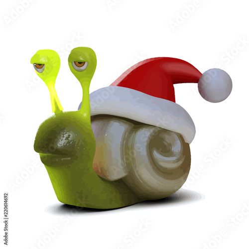 Vector 3d Santa snail