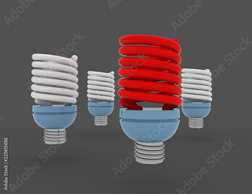 light bulb.individuality and different creative idea concepts . 3D rendered illustration photo