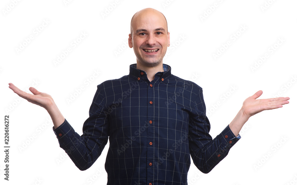 man with welcome gesture. Isolated man with welcome gesture. Isolated