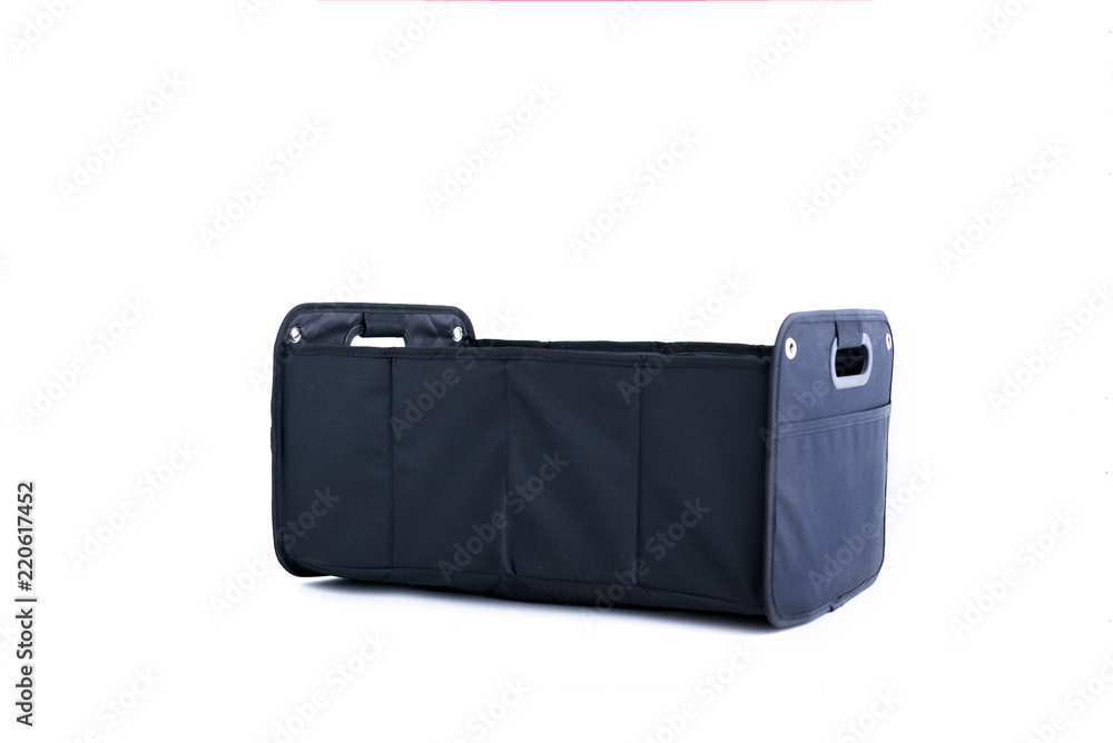 Insulated food delivery bag basket isolated on white Insulated food delivery bag basket isolated on white