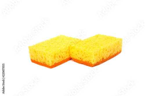 colored kitchen sponges isolated on white background
