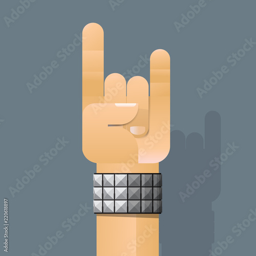 Hand making a rock sign vector illustration.