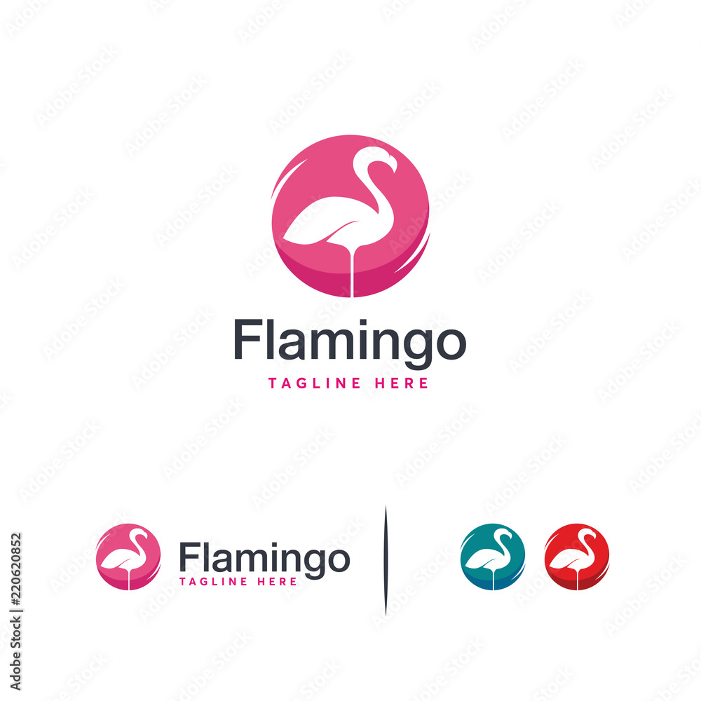 Obraz premium Iconic Flamingo logo projektuje wektor koncepcyjny, szablon logo Lone Flamingo bird