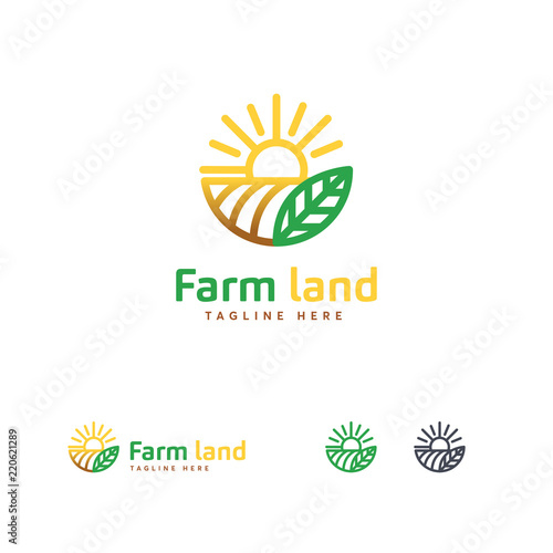 Luxury Farm land logo designs concept, Agriculture logo template