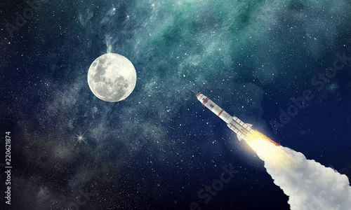 Obraz Rakietowy statek kosmiczny. Różne środki przekazu