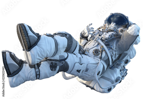 Astronaut on white. Mixed media photo