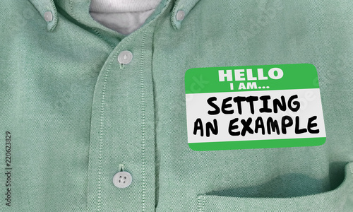 Fotografie Setting an Example Good Practice Name Tag 3d Illustration