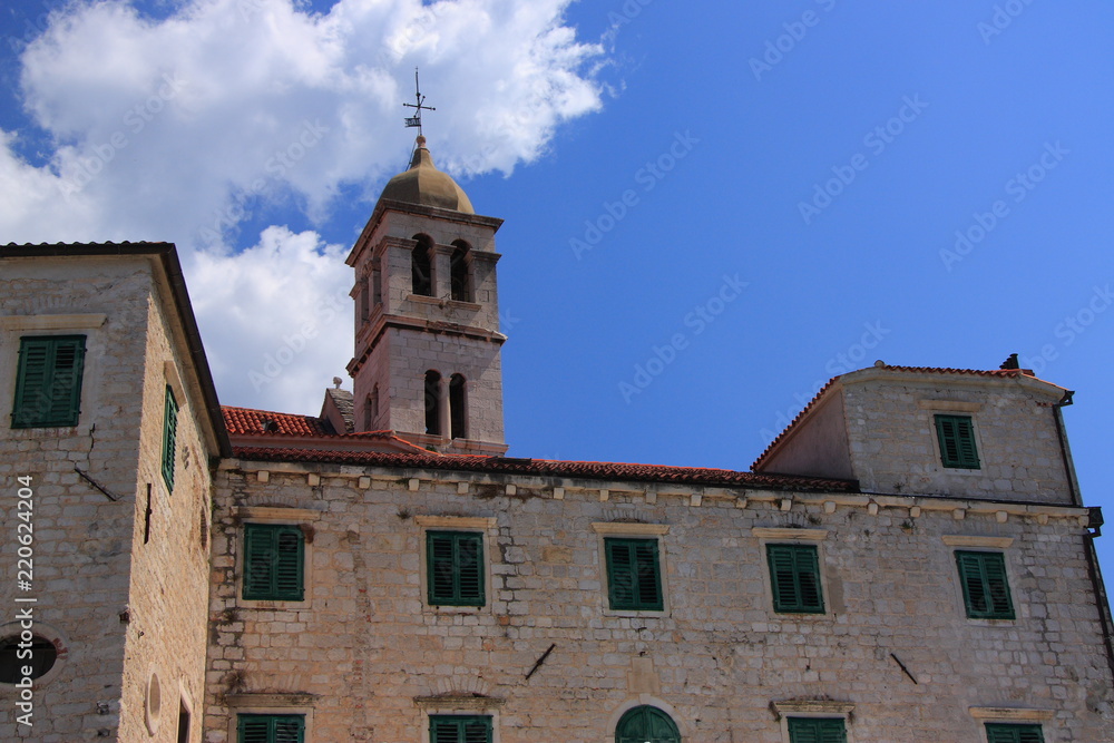 Croatia, Šibenik - the Franciscan monastery with the bell tower of the 14th-century church of St. Francis.