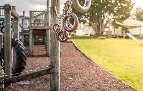 Empty school playground in a rural school