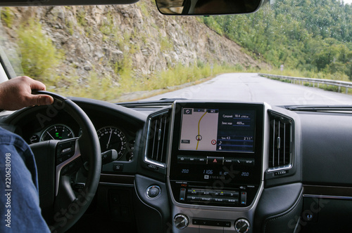 view of the road from the car