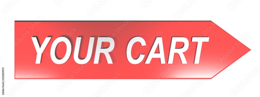 YOUR CART on red arrow - 3D rendering YOUR CART on red arrow - 3D rendering